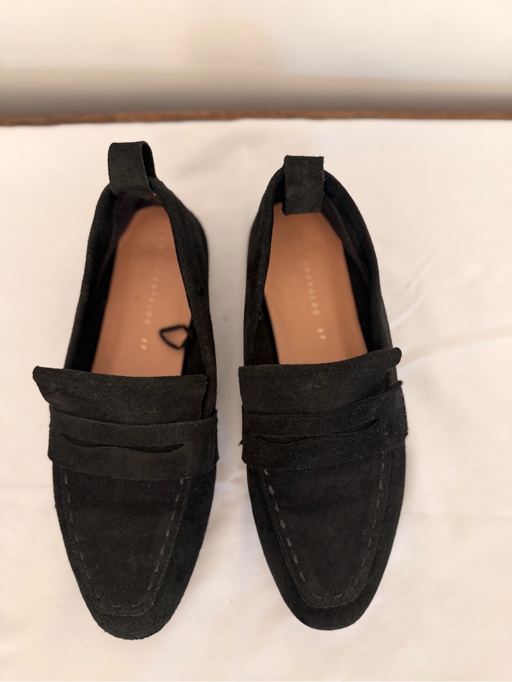 Zara Black Suede Penny Loafers Flats